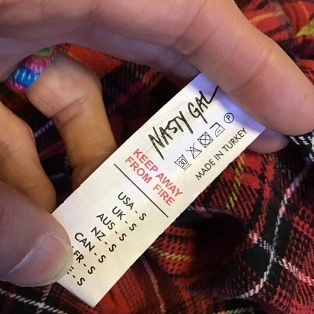 Nasty Gal Red Plaid Flannel Shirt Button Down Grunge Casual Top - Picture 4 of 10
